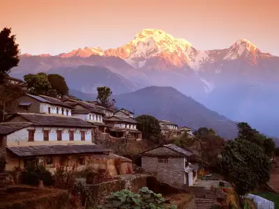 Ghandrung Village And Annapurna South Nepal Himalaya