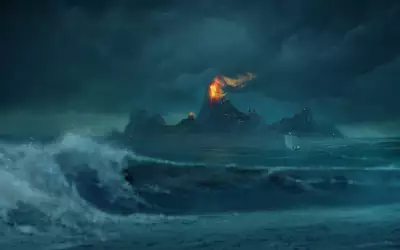 Volcano in the middle of the Sea