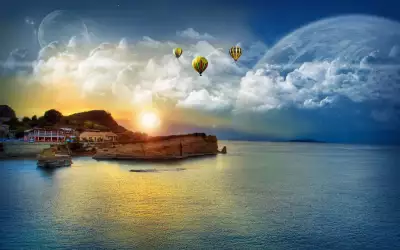 Ballon over the sea