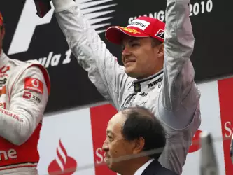 Nico Celebrates On The Podium