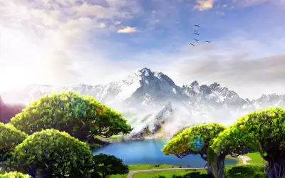 Spring Trees And Mountains