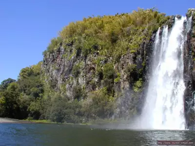 Nature Waterfall into lake