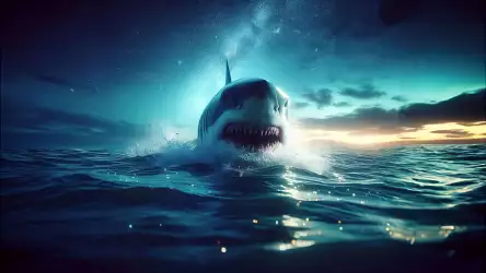 Blue Megalodon White Shark Wallpaper