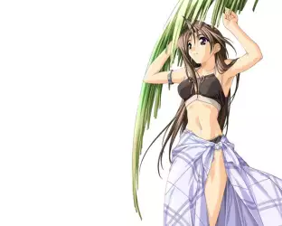Anime girl under a palm